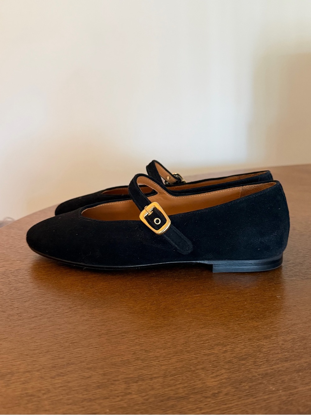 Sezane Black Mary Jane Flats with Gold Buckle - Picture 9 of 14